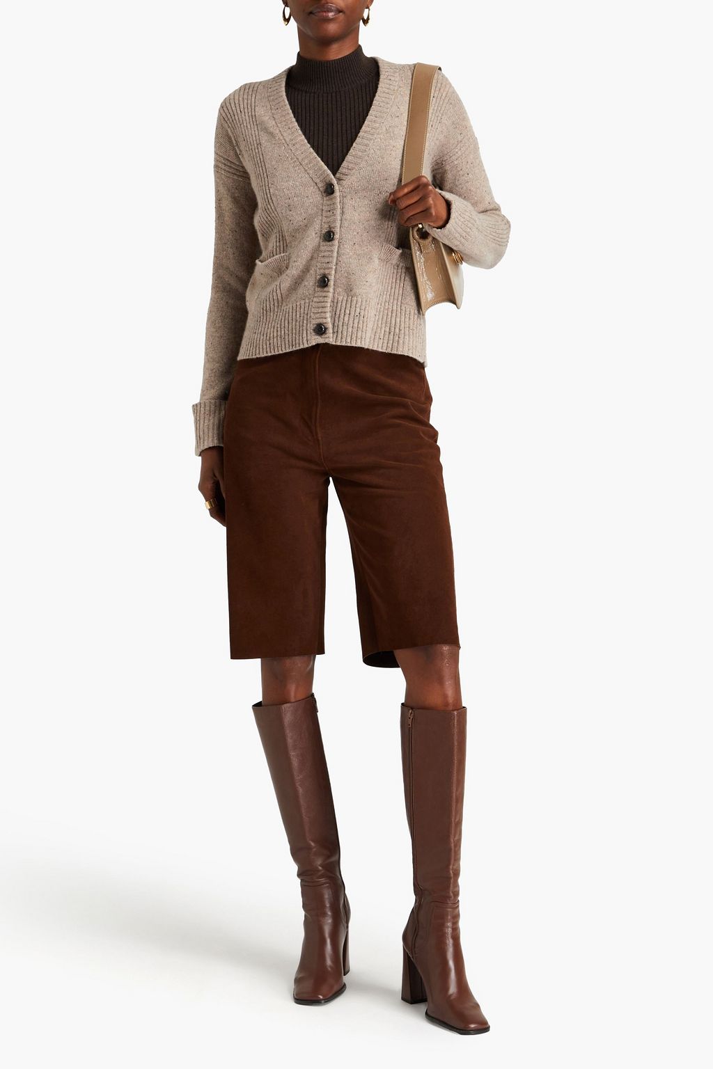 AUTUMN CASHMERE كارديغان من الكشمير وقماش الدونيغال بتصميم مضلّع