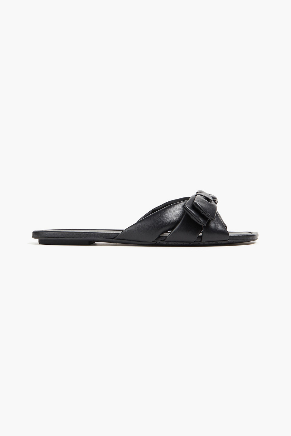 Stuart Weitzman Cece Twisted Leather Ring Slide Sandals In Black