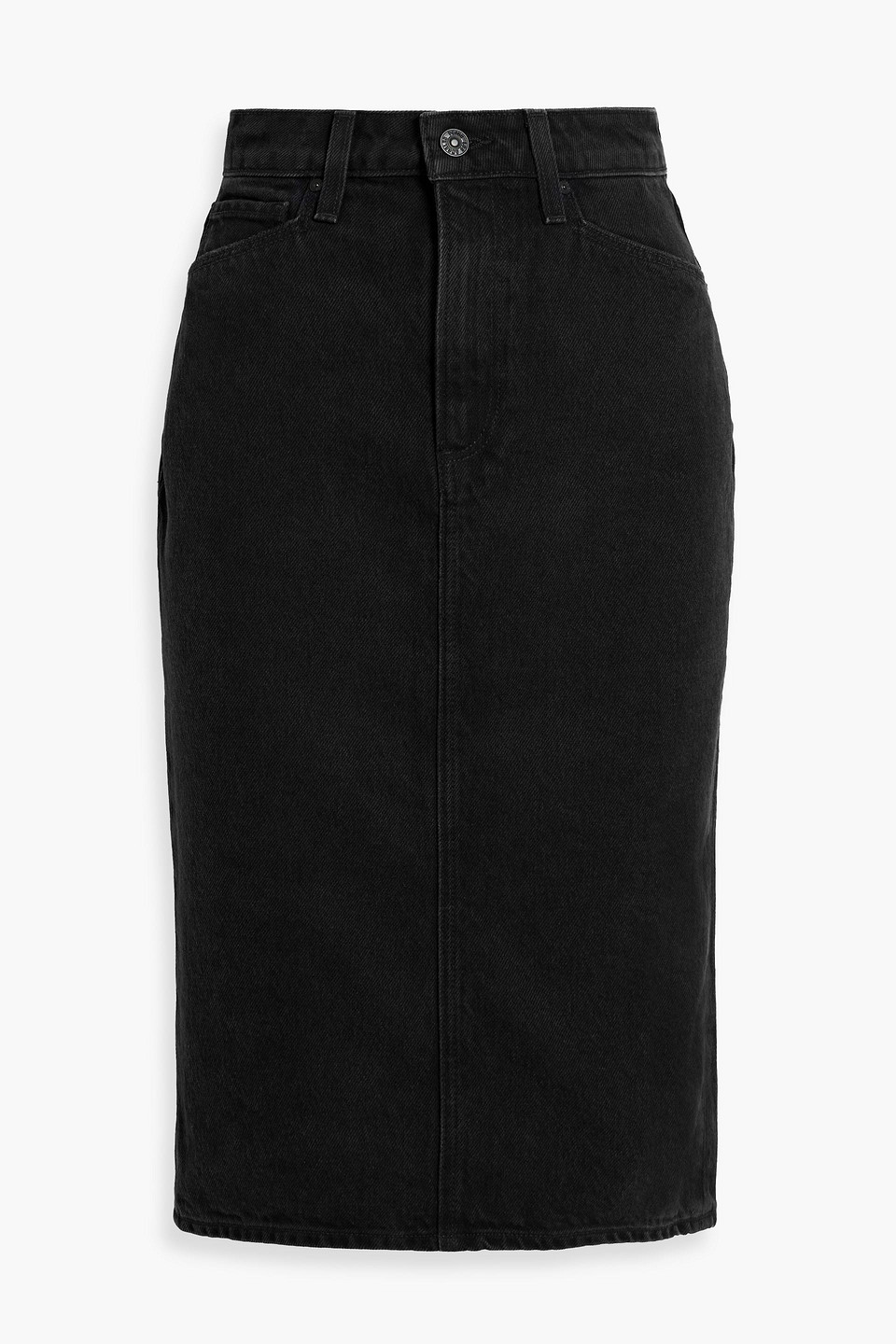 Paige Siren Denim Midi Skirt In Black