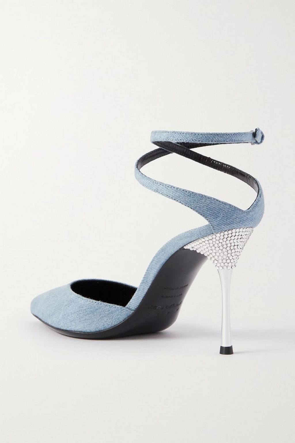 AREA X SERGIO ROSSI Crystal-embellished denim pumps