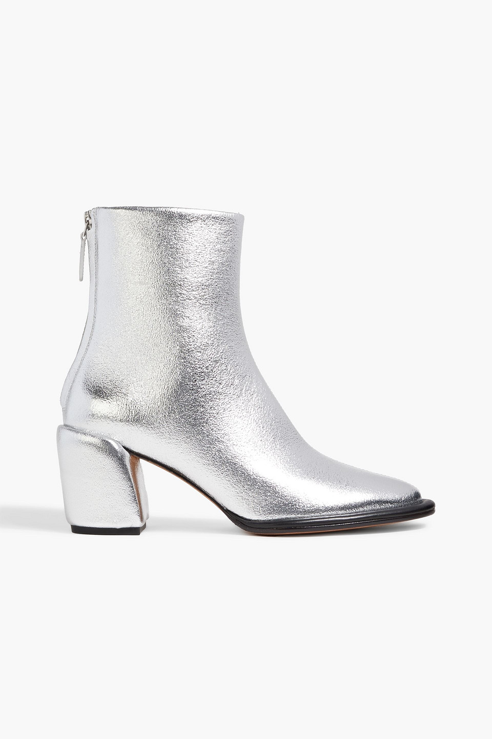 3.1 Phillip Lim Naomi Metallic Textured-leather Ankle Boots In Silver