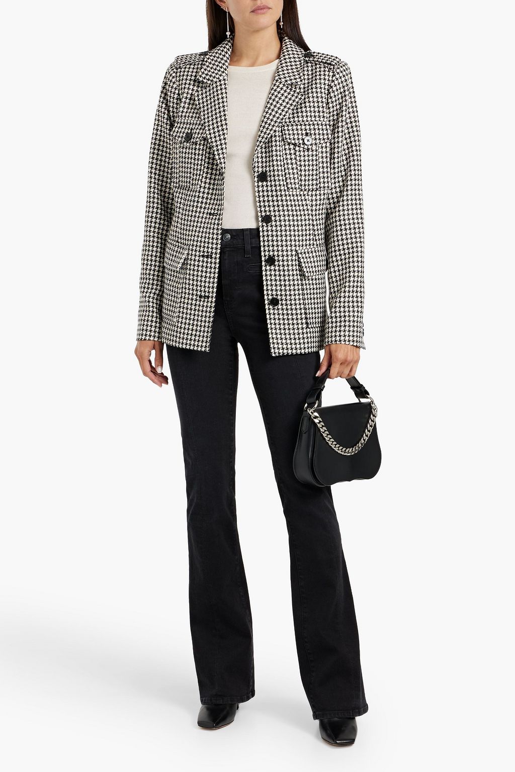 PAIGE Skyler metallic houndstooth tweed jacket