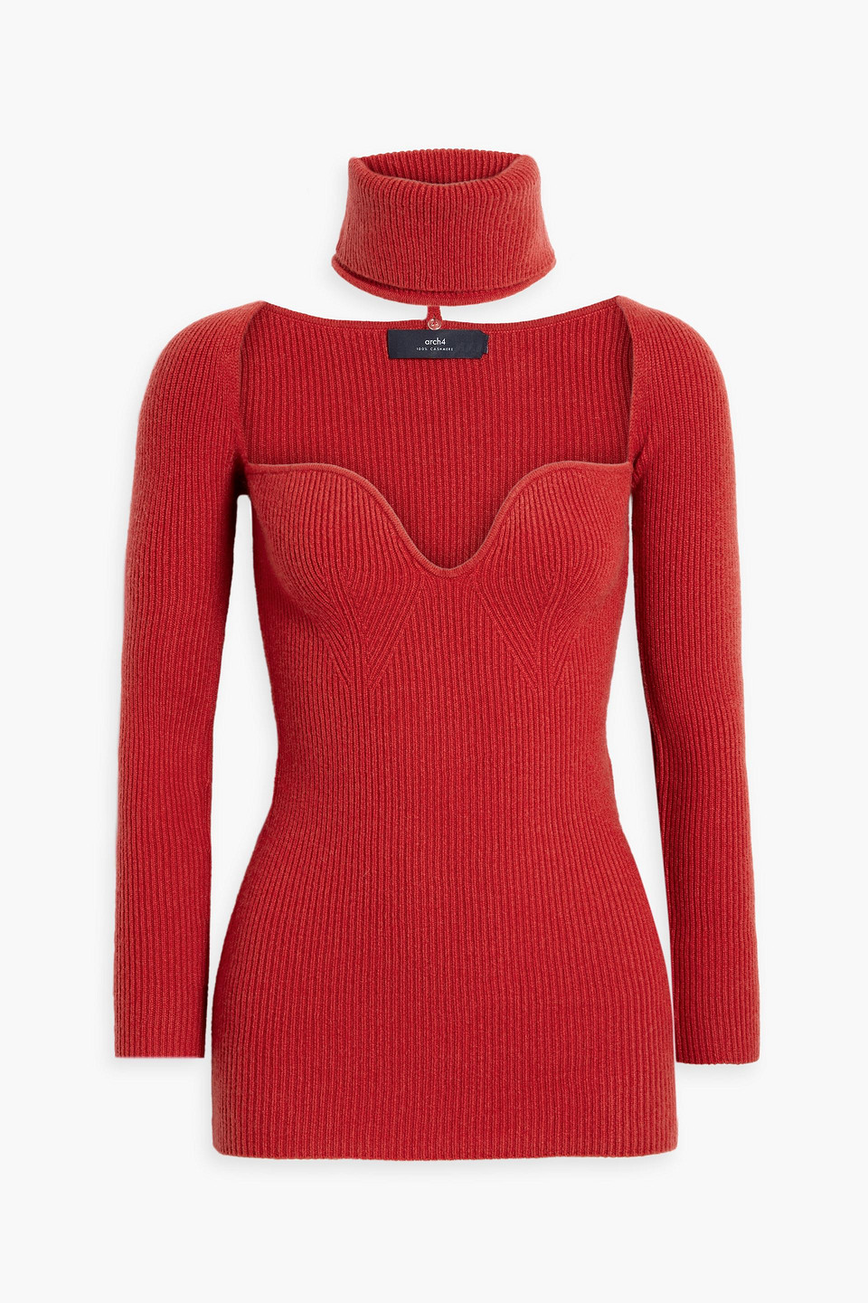 Arch4 Amandine Convertible Ribbed Cashmere Sweater In Red