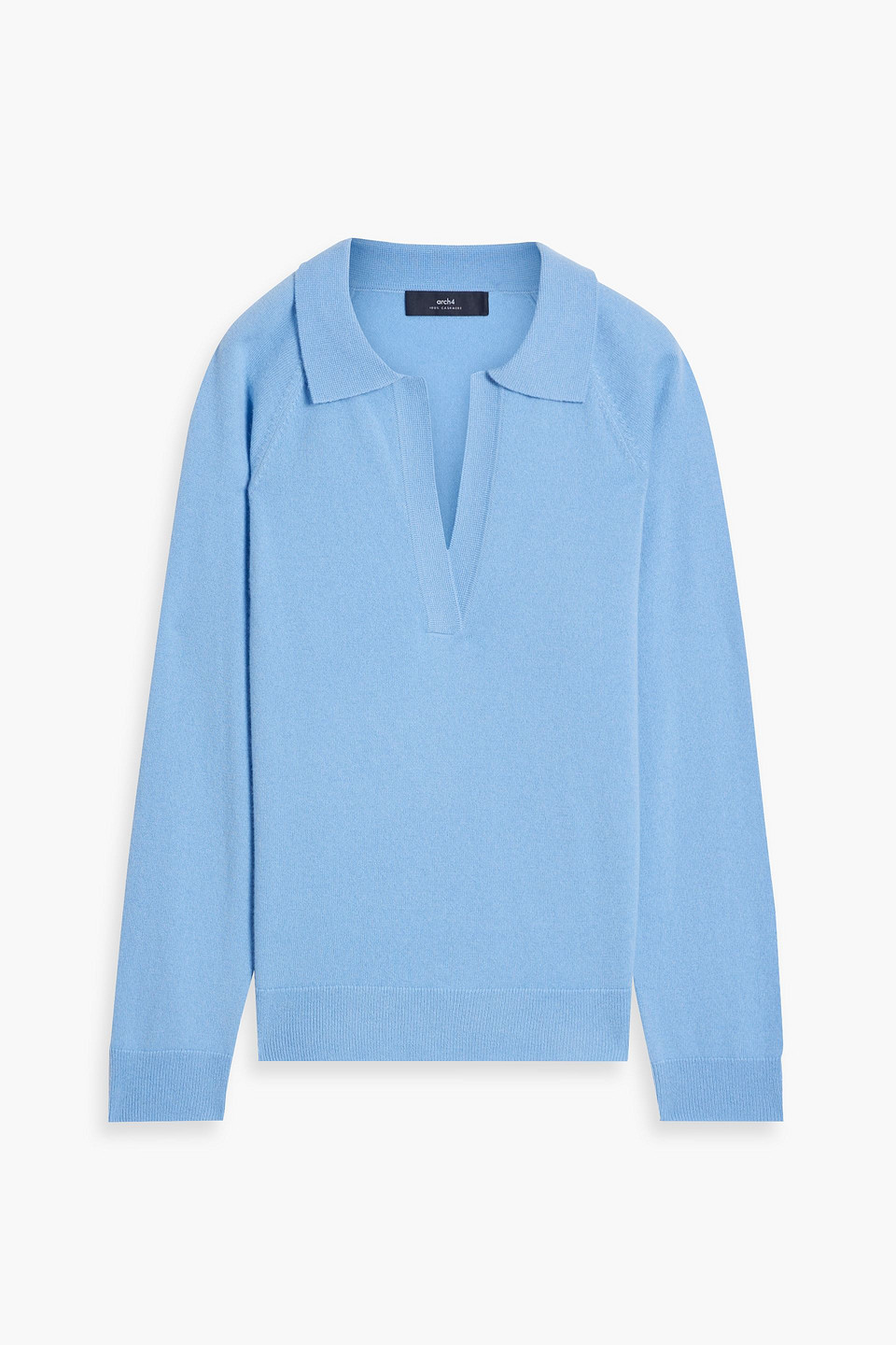 Arch4 Gladiolus Cashmere Polo Jumper In Light Blue