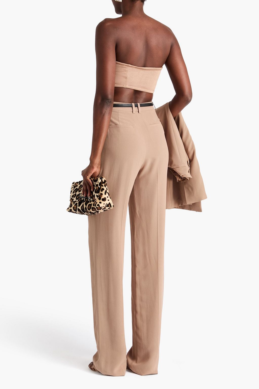 SAINT LAURENT Pleated silk-crepe straight-leg pants