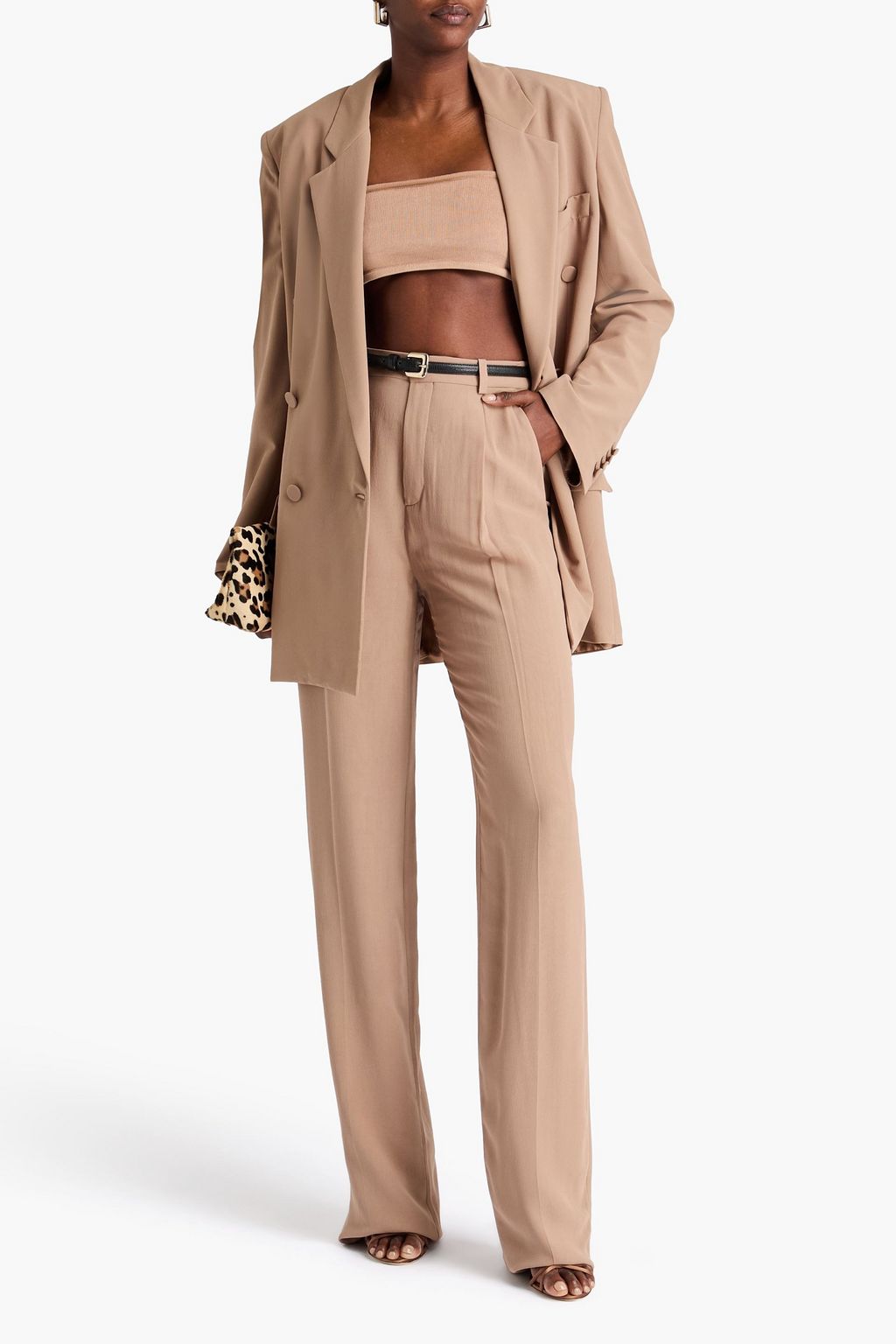 SAINT LAURENT Pleated silk-crepe straight-leg pants