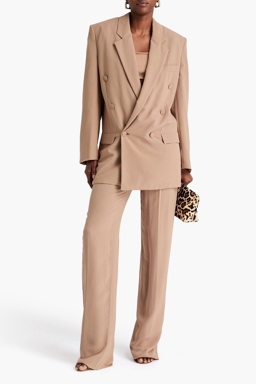 SAINT LAURENT Double-breasted silk-crepe blazer