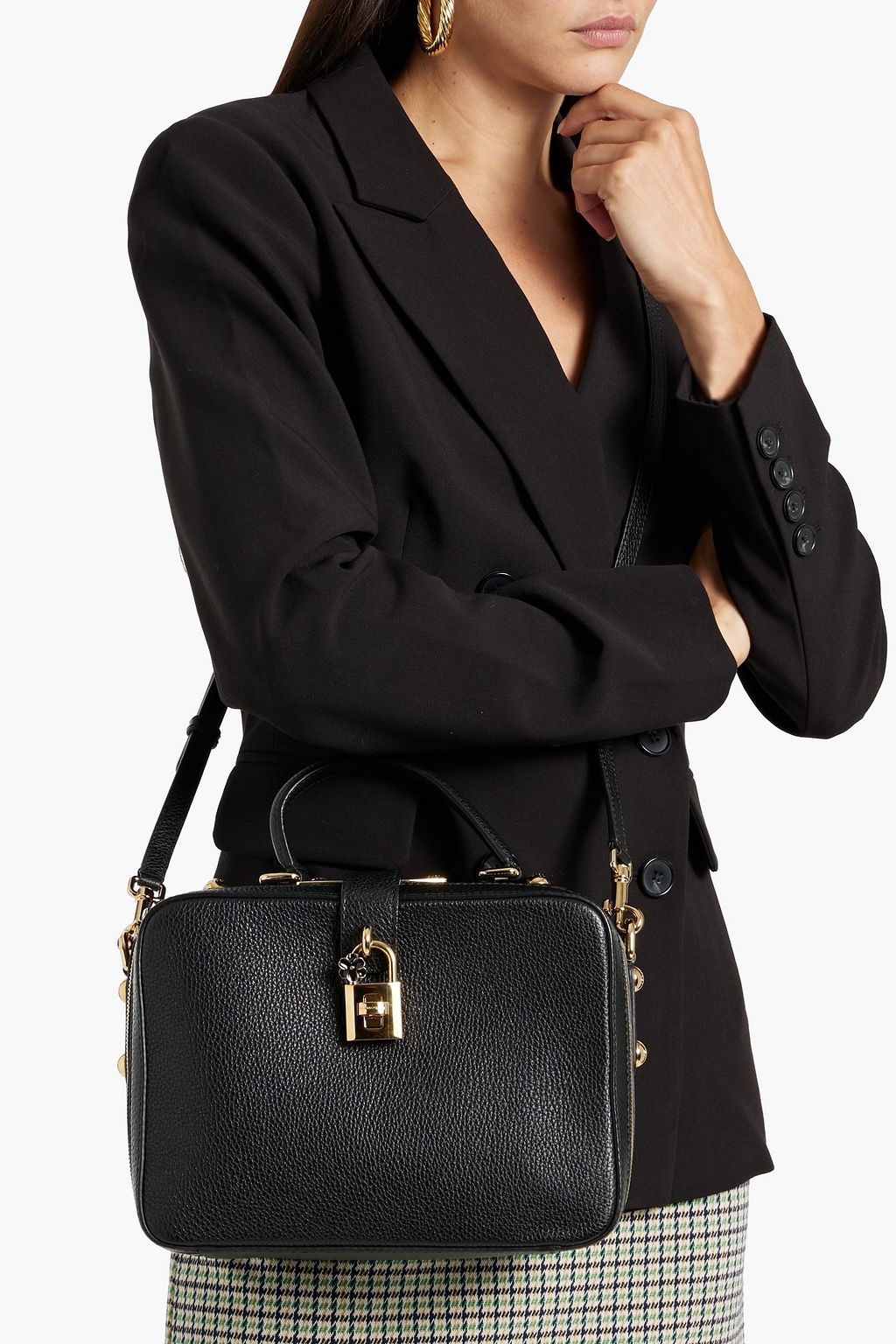 DOLCE&GABBANA Embellished pebbled-leather tote