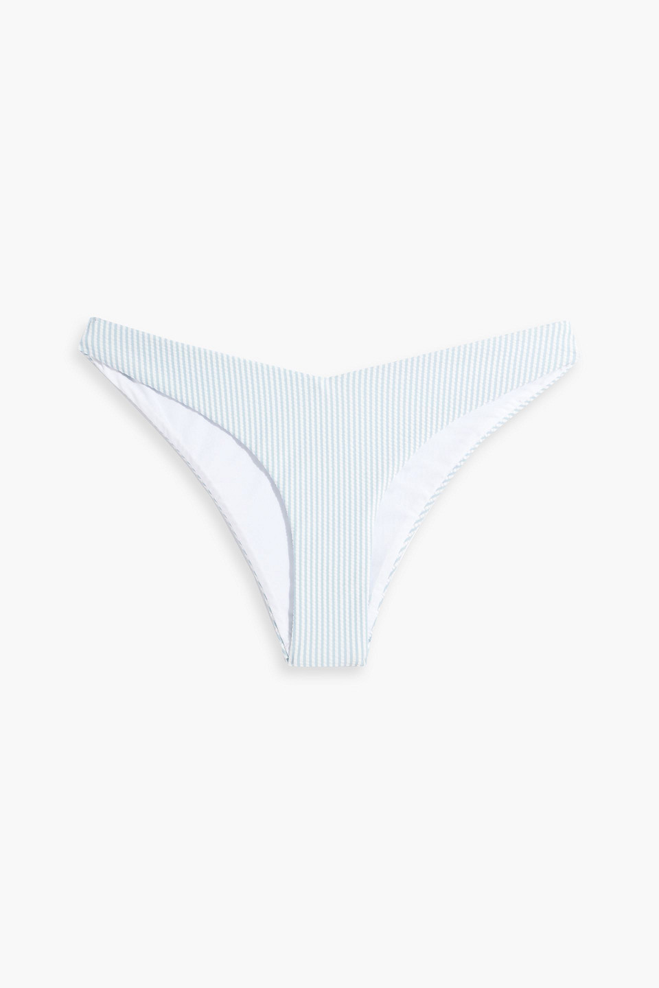 Chiara striped seersucker low-rise bikini briefs