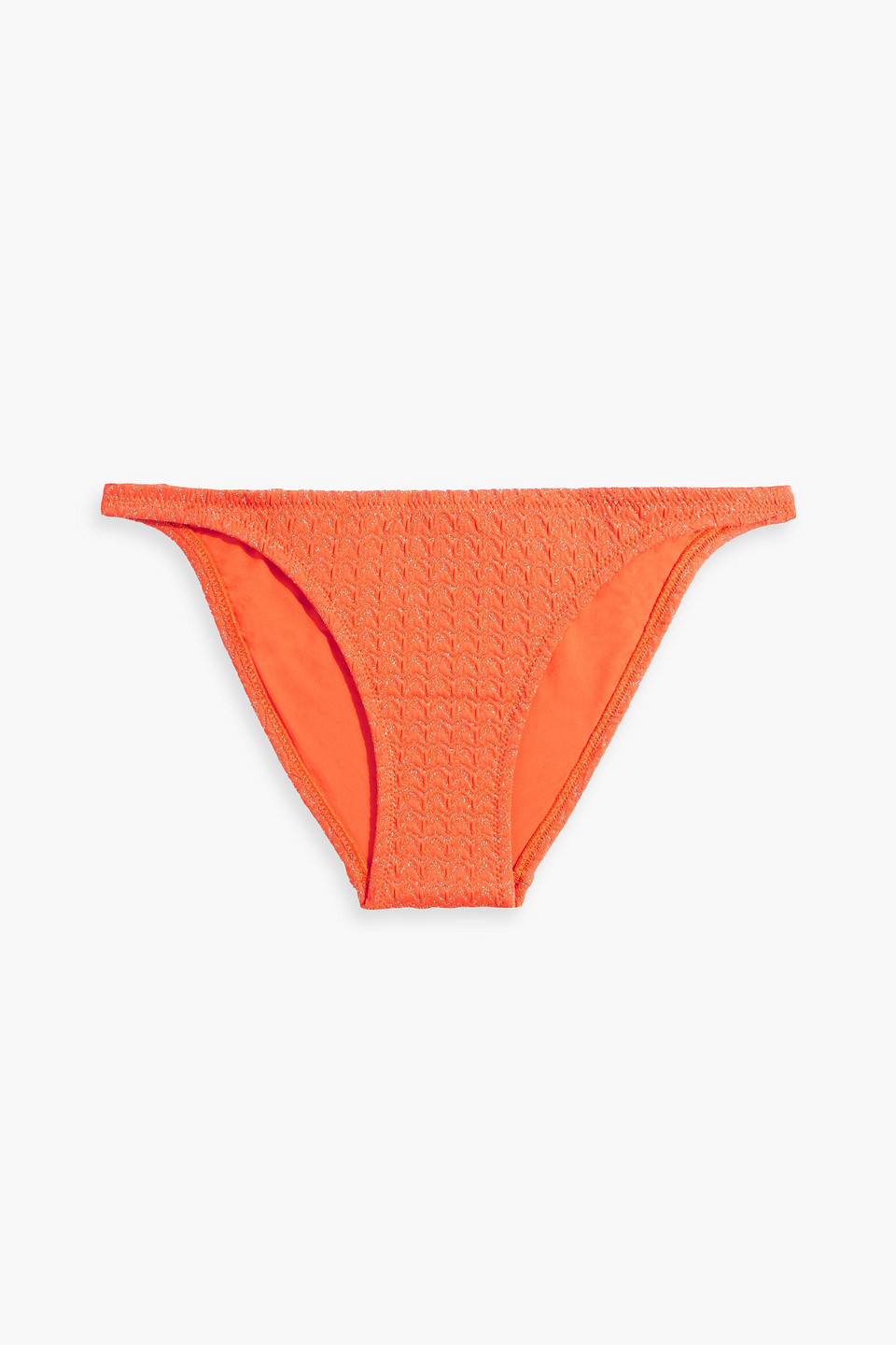 Melissa Odabash Alba Metallic Cloqué Low-rise Bikini Briefs In Orange