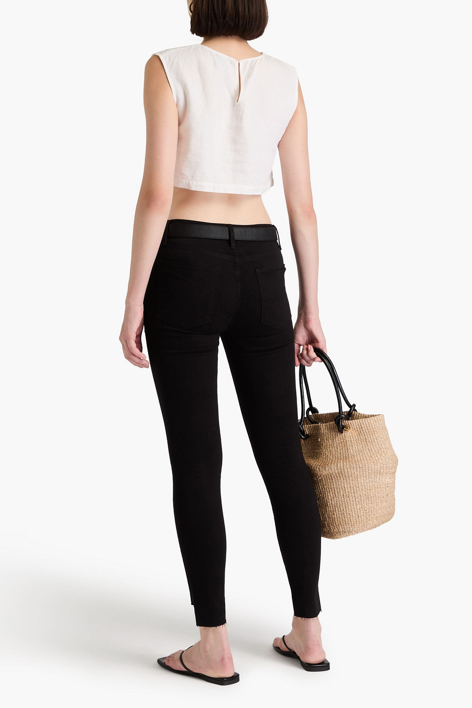 Shop Frame Le High High-rise Skinny Jeans In Black