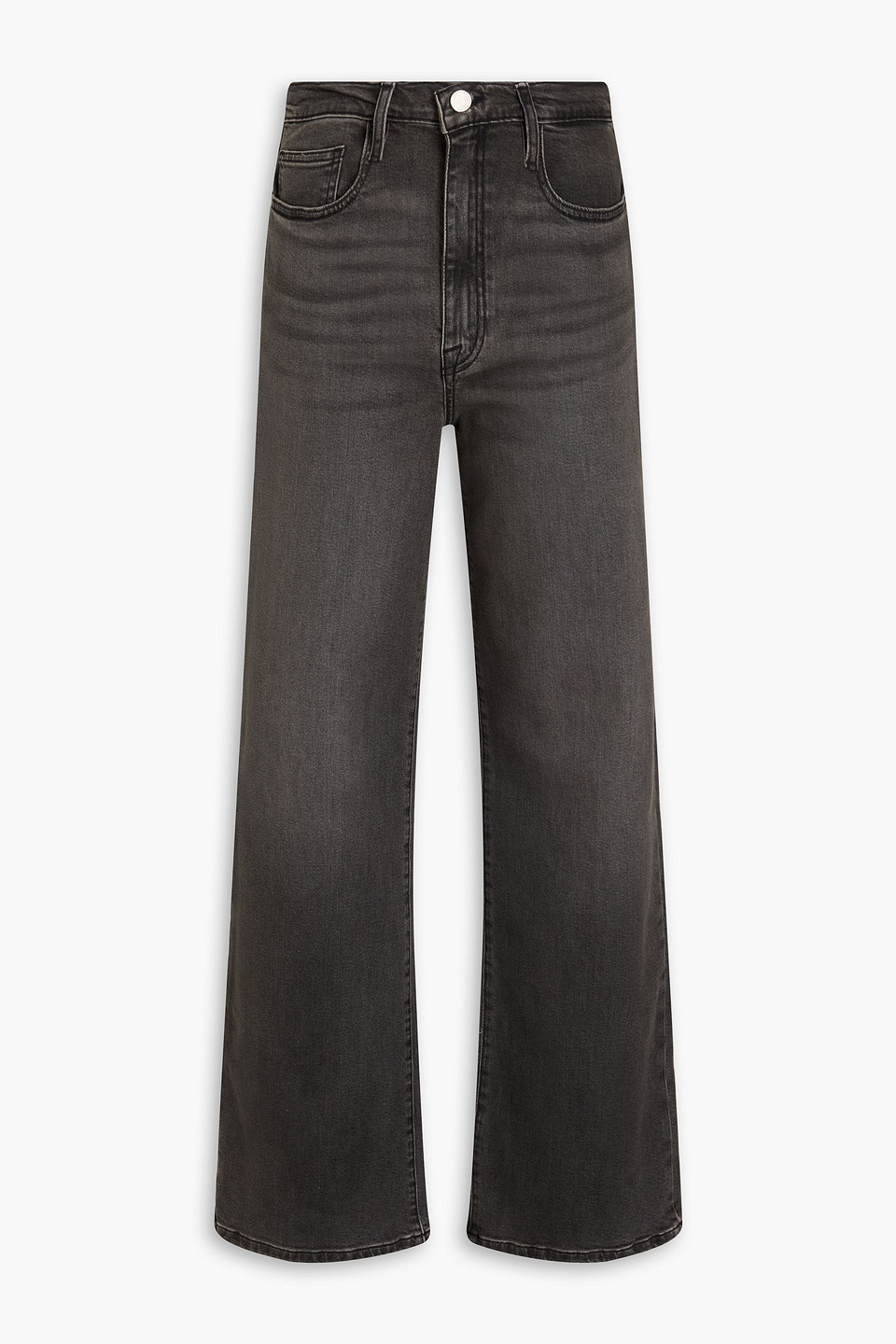 Frame Le Palazzo Cropped Raw Hem Jeans In Black