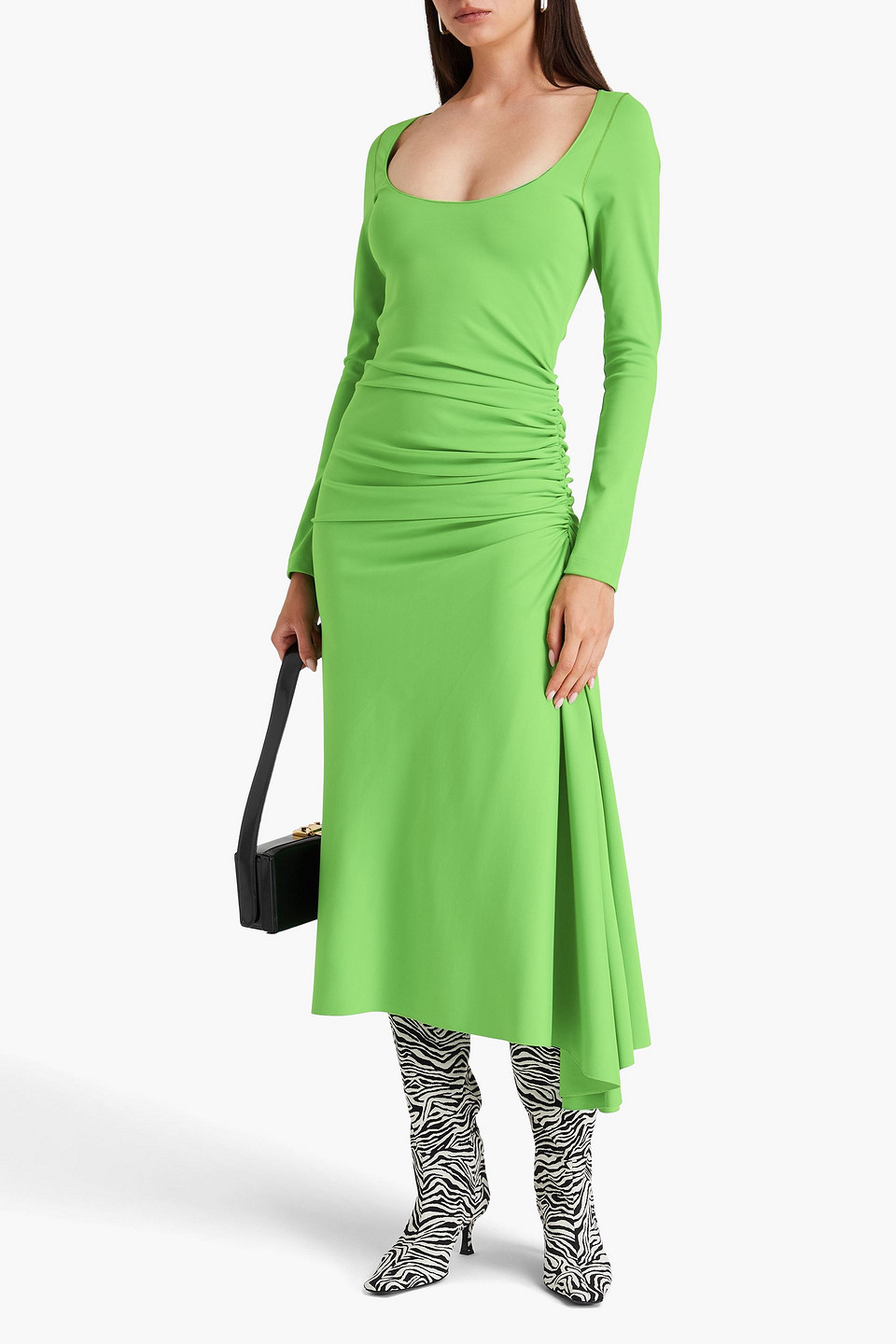  Marni - Gerafftes Midikleid Aus Cady - Grün - It 40 