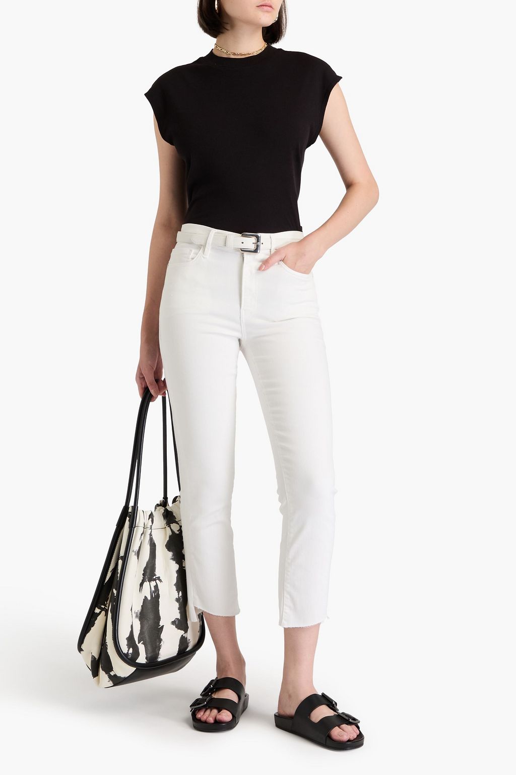FRAME Le High cropped high-rise straight-leg jeans