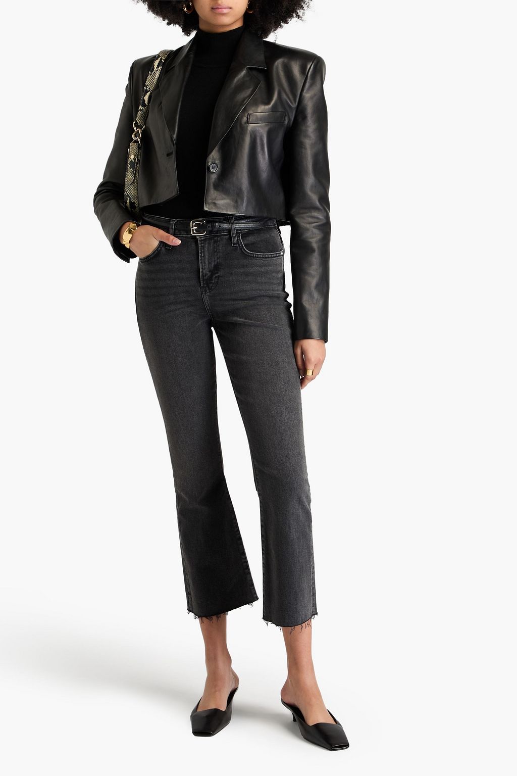 FRAME جينز Le Crop Mini Boot قصير بقصّة بوت كت وخصر متوسط الارتفاع