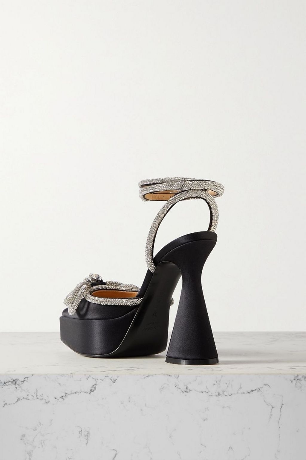 MACH & MACH Double Bow crystal-embellished satin platform pumps