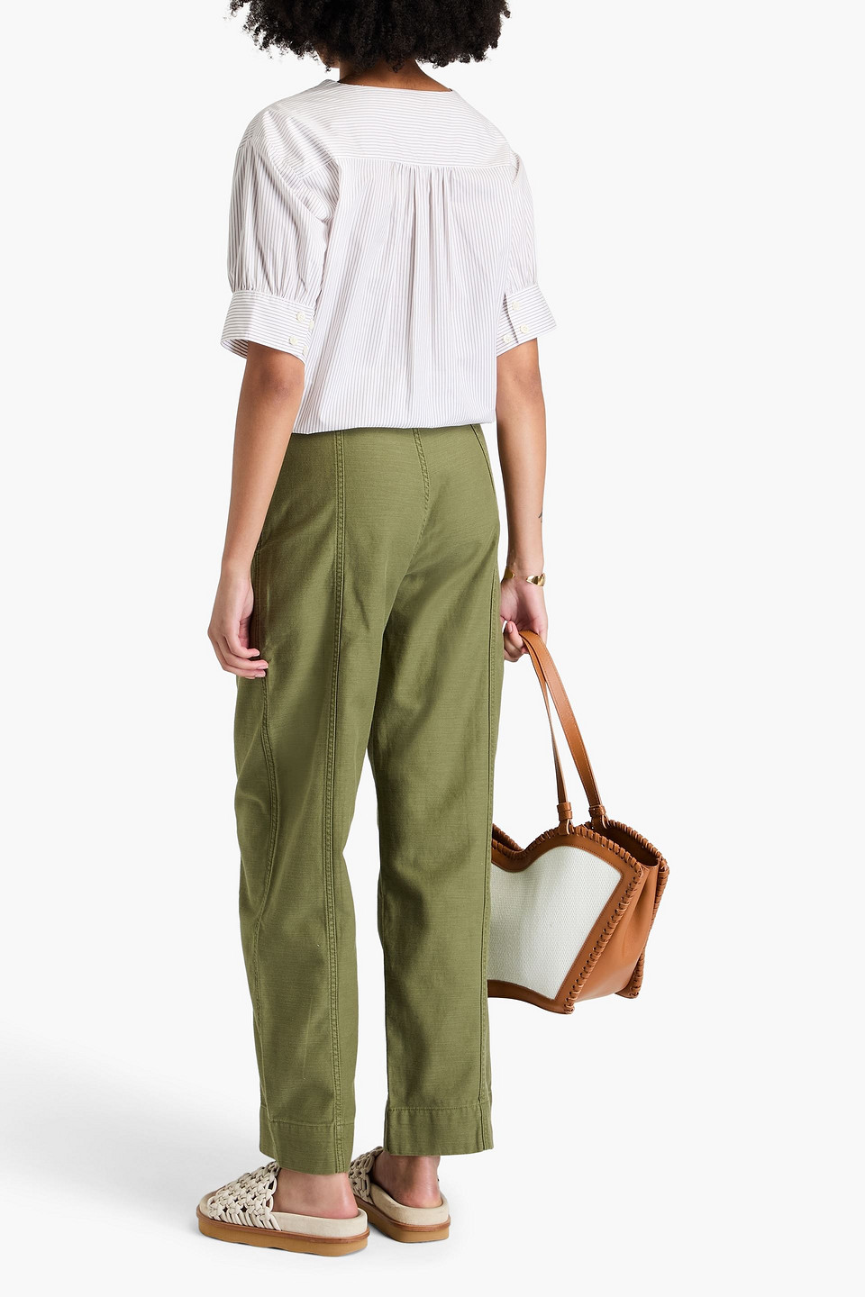 FRAME UTILITY BARREL COTTON-CANVAS WIDE-LEG PANTS 