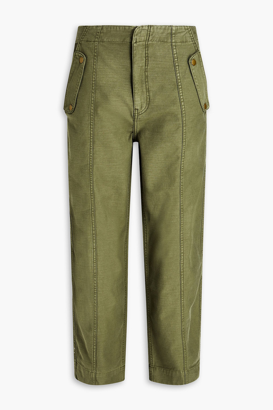 Frame Cotton Straight-leg Pants In Army Green