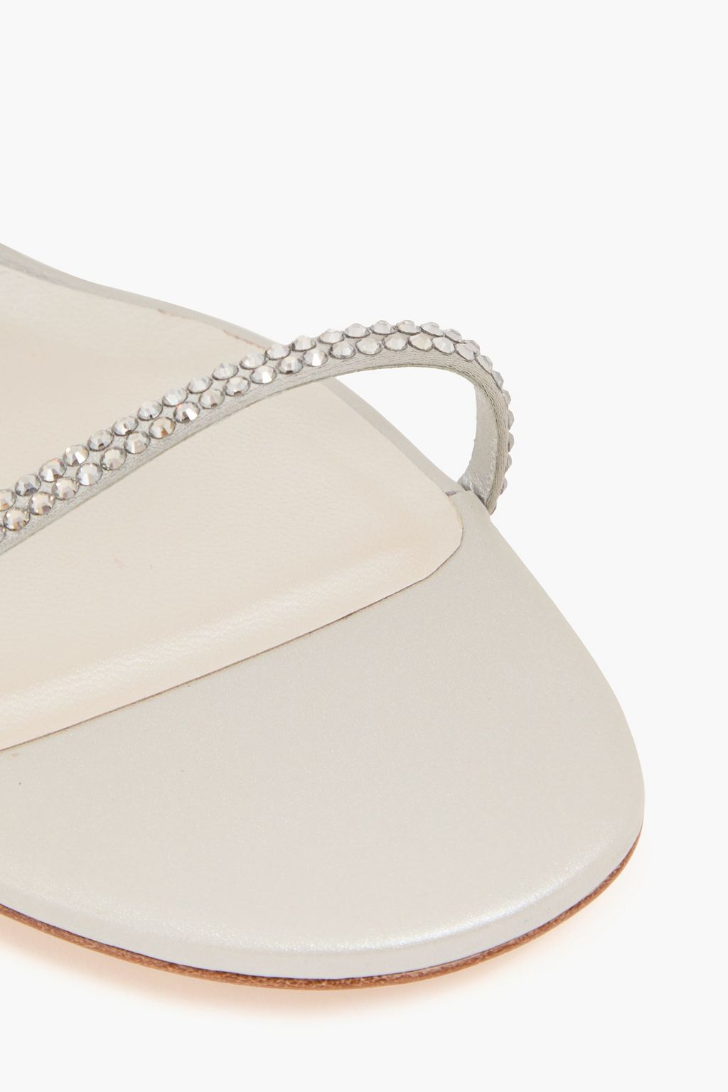RENE' CAOVILLA Cleo crystal-embellished satin and leather sandals