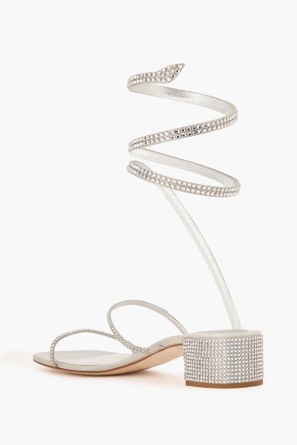 RENE' CAOVILLA Cleo crystal-embellished satin and leather sandals