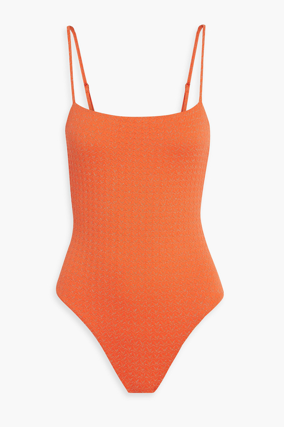 Melissa Odabash Maui Metallic Stretch-jacquard Swimsuit In Orange
