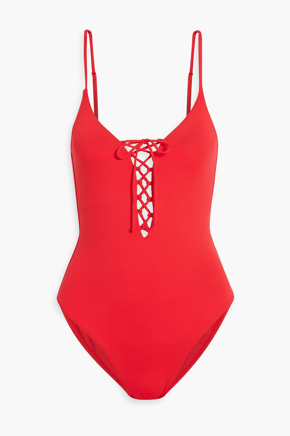 Melissa Odabash Nerano Lace-up Swimsuit In Red