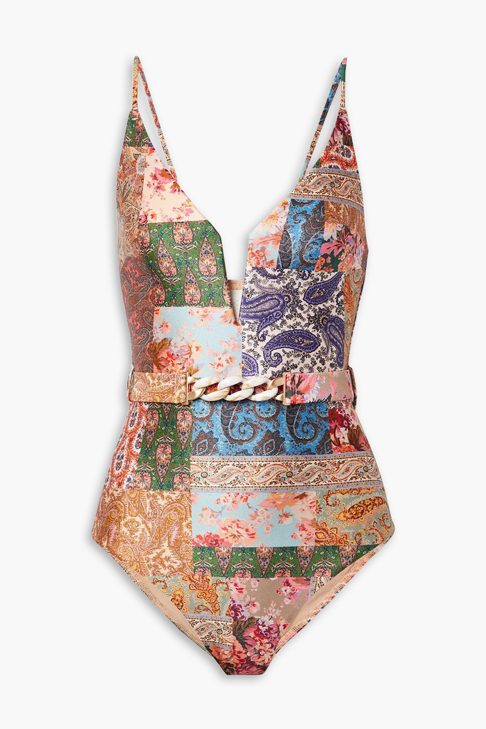 Zimmermann Devi Plunge V Wire One Piece In Altrosa