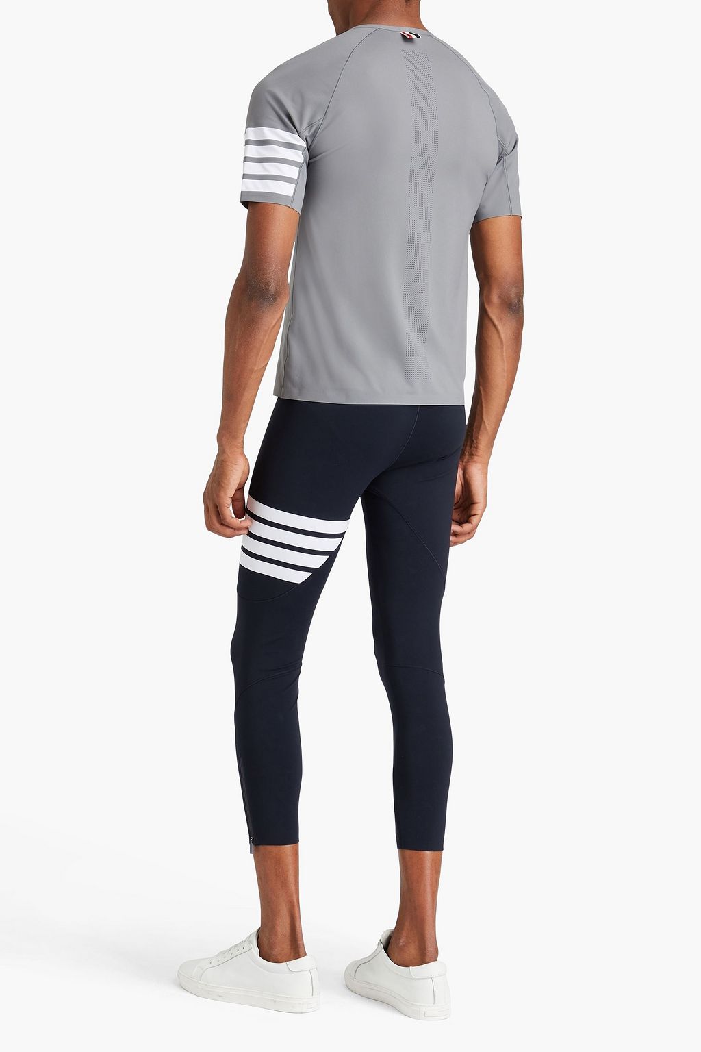 THOM BROWNE Cropped striped stretch tights
