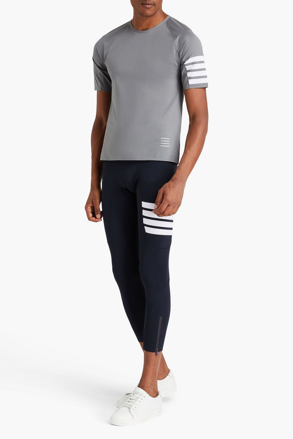 THOM BROWNE Cropped striped stretch tights