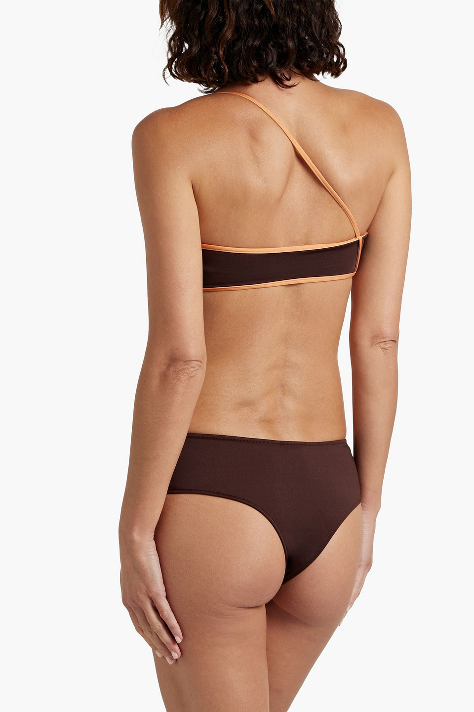 Shop Jacquemus Maio One-shoulder Bikini Top In Dark Brown