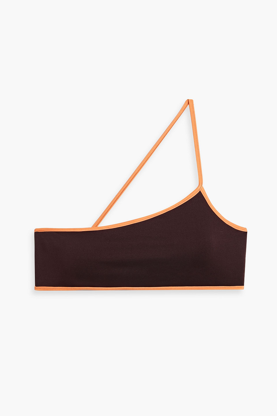 Shop Jacquemus Maio One-shoulder Bikini Top In Dark Brown