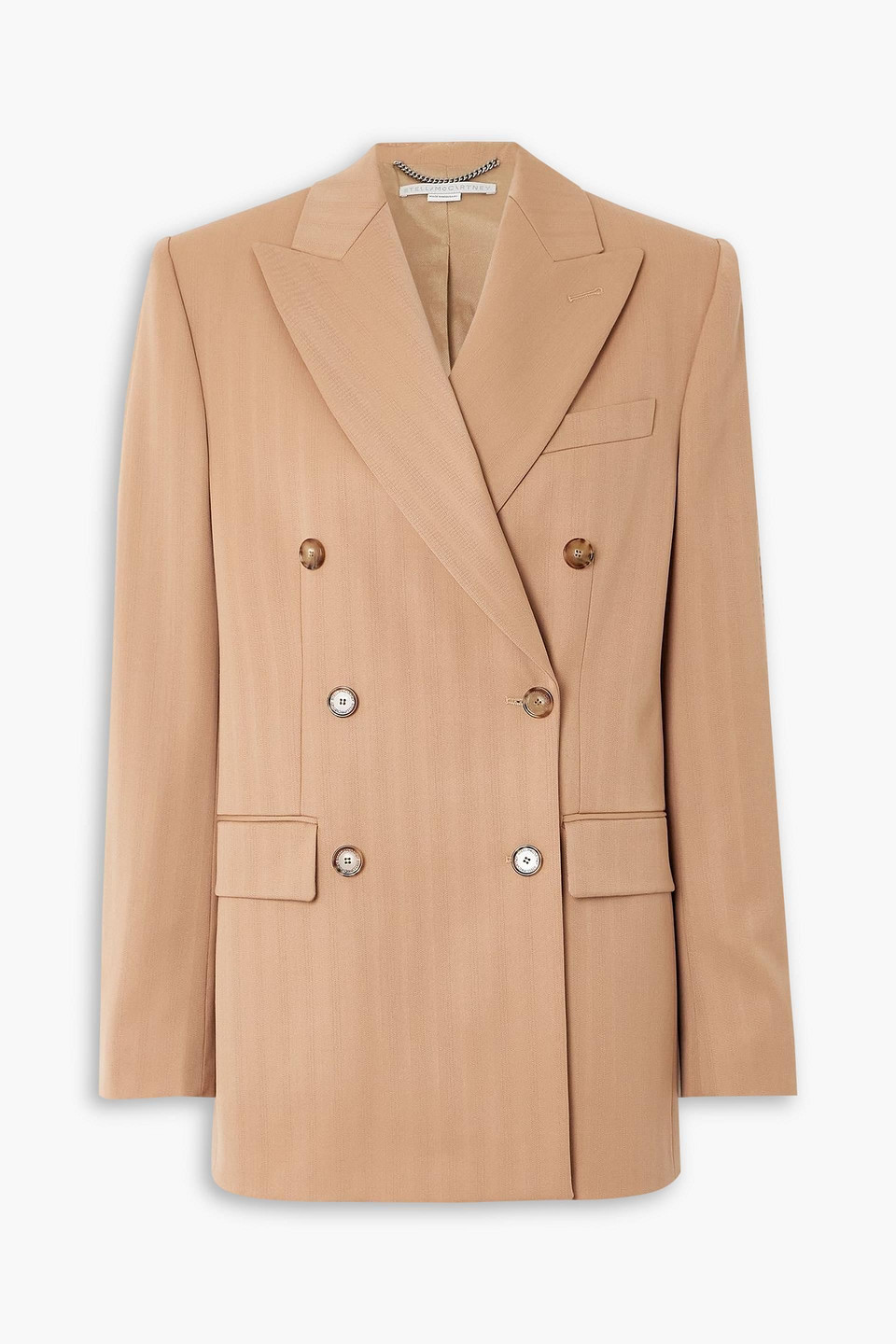 stella mccartney - double-breasted striped wool-blend blazer - brown - it 36