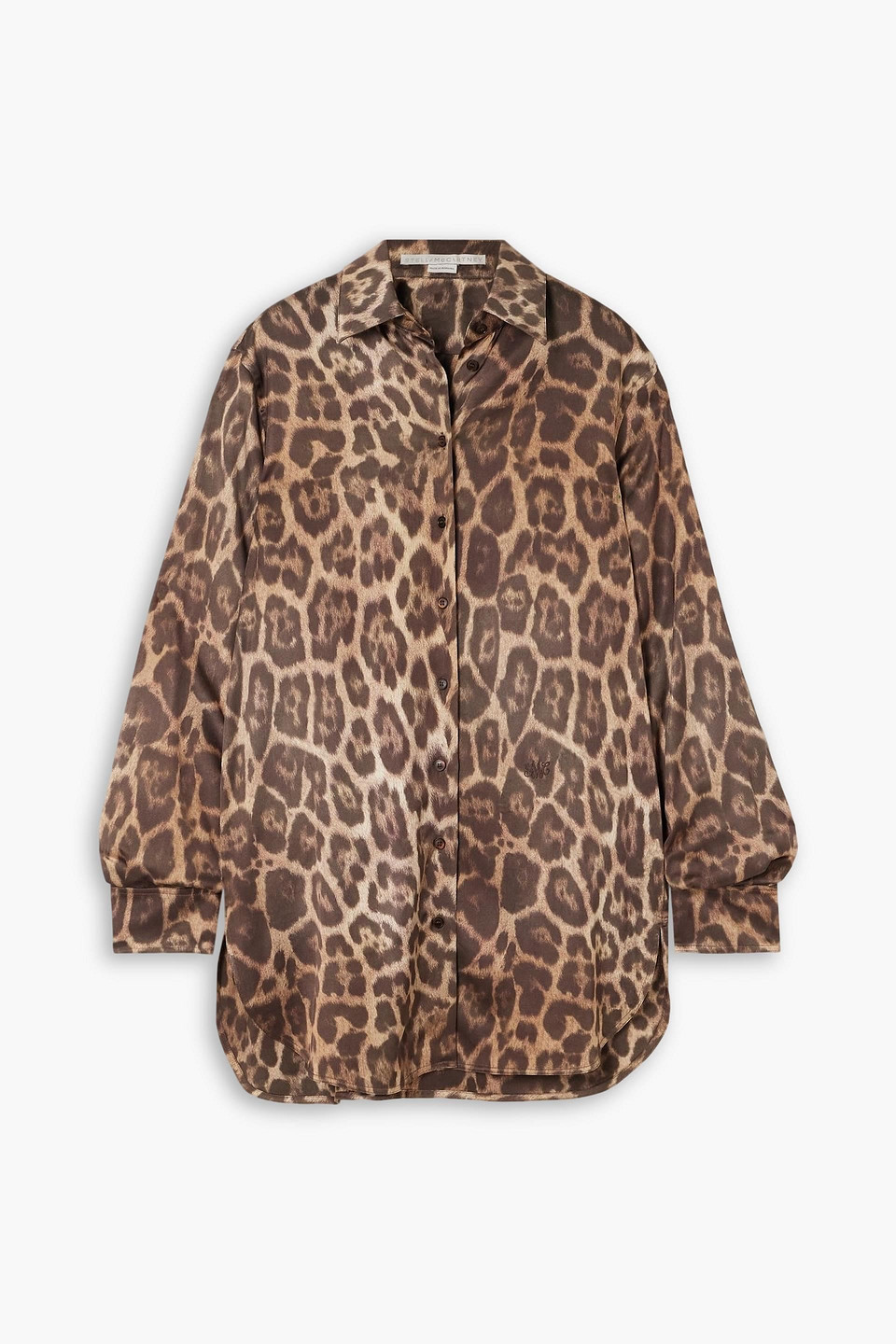stella mccartney - embroidered leopard-print satin shirt - animal print - it 46