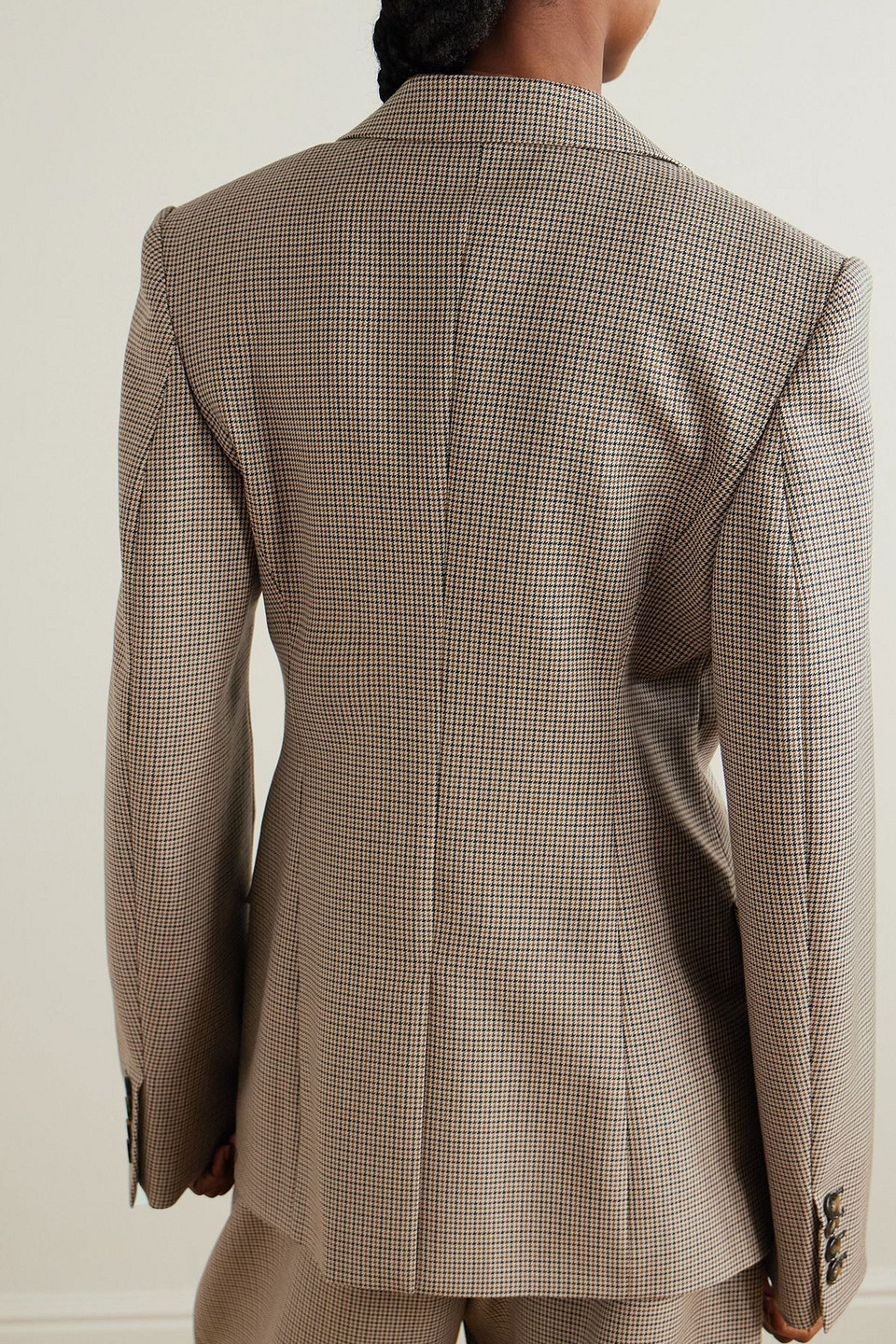 Stella Mccartney Oversized Houndstooth Wool Blazer In Neutral