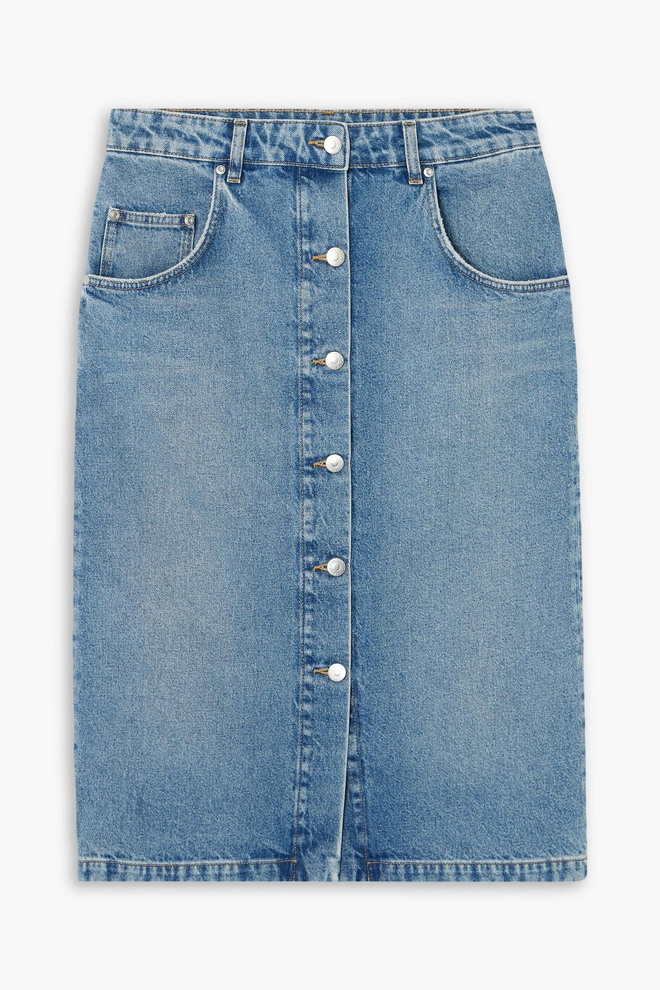 stella mccartney - embellished denim midi skirt - blue - xs