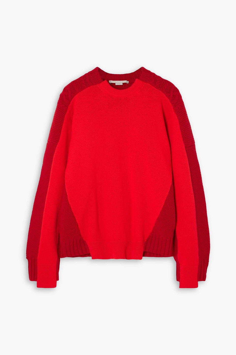 Stella Mccartney Oversized Two-tone Panelled Wool Sweater In Red