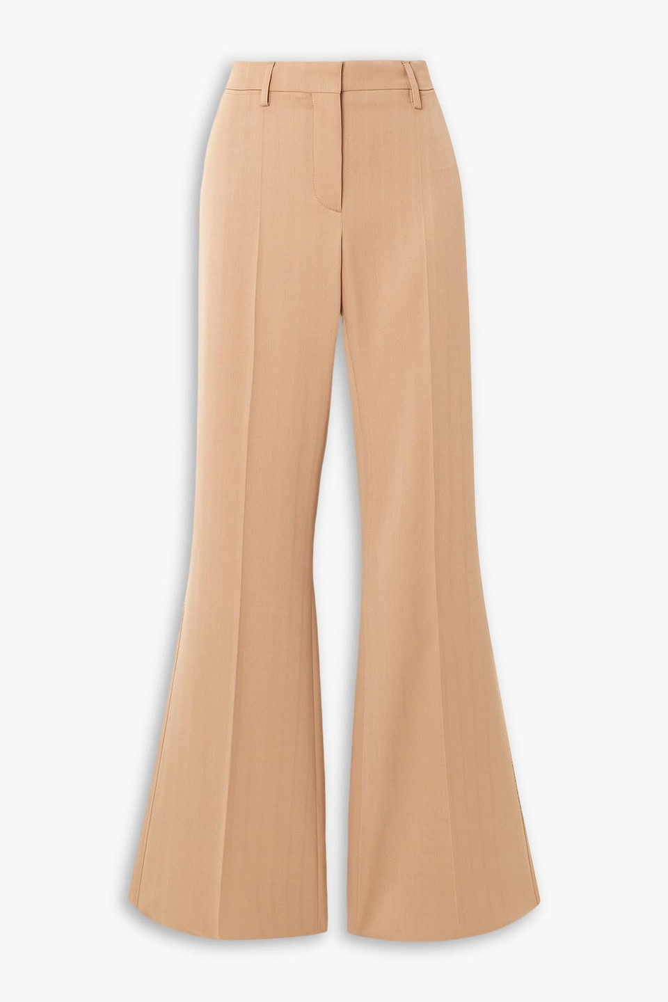 Stella Mccartney Pinstriped Wool-blend Flared Pants In Brown
