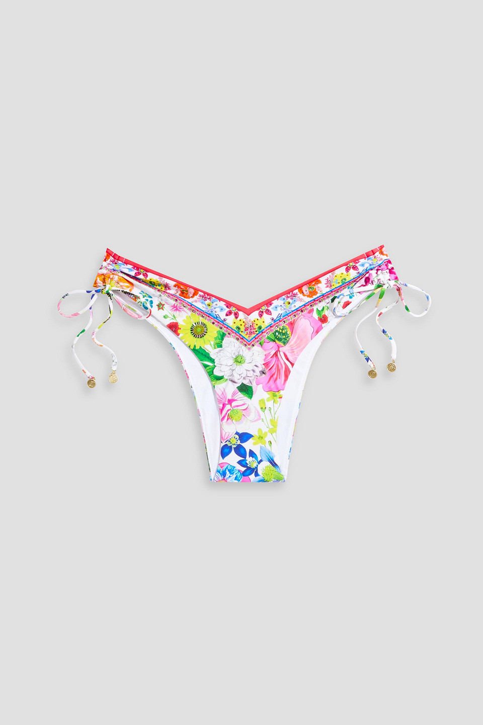 Camilla Crystal-embellished Printed Low-rise Bikini Briefs In White