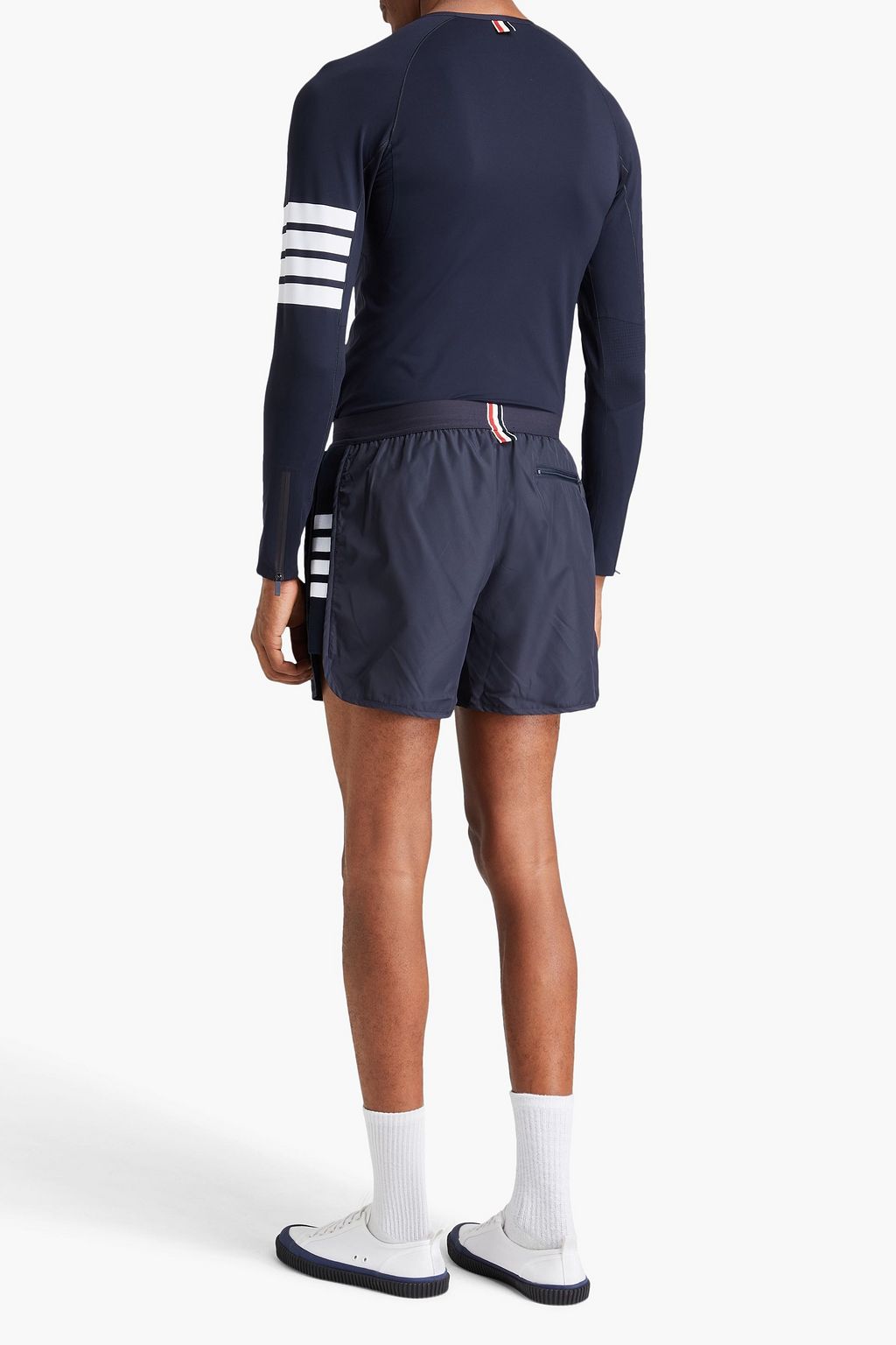 THOM BROWNE Striped shell and cotton shorts