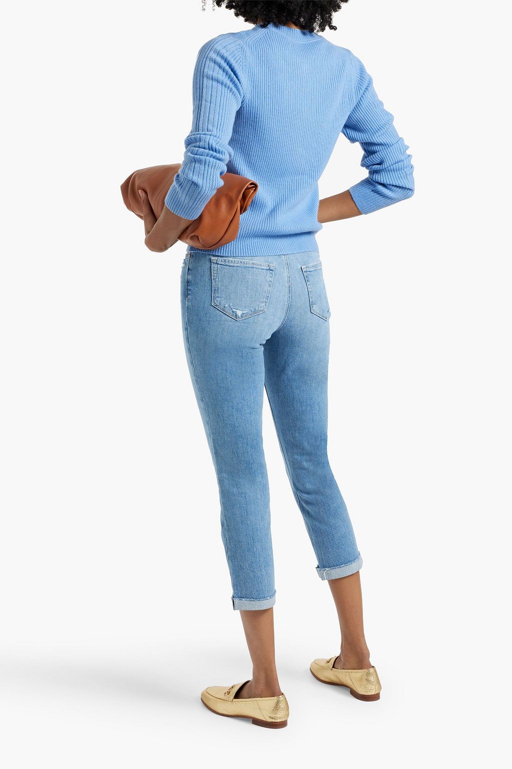 PAIGE Brigitte cropped distressed high-rise slim-leg jeans