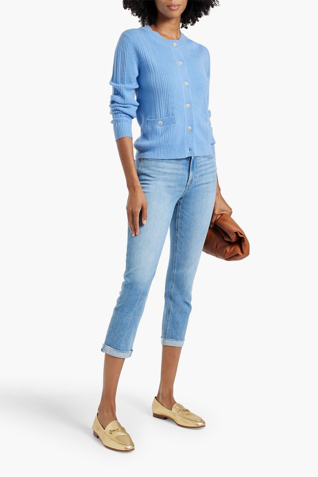 PAIGE Brigitte cropped distressed high-rise slim-leg jeans