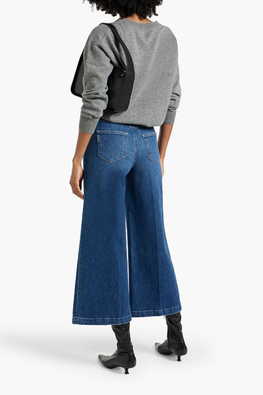 PAIGE Frankie cropped distressed high-rise wide-leg jeans