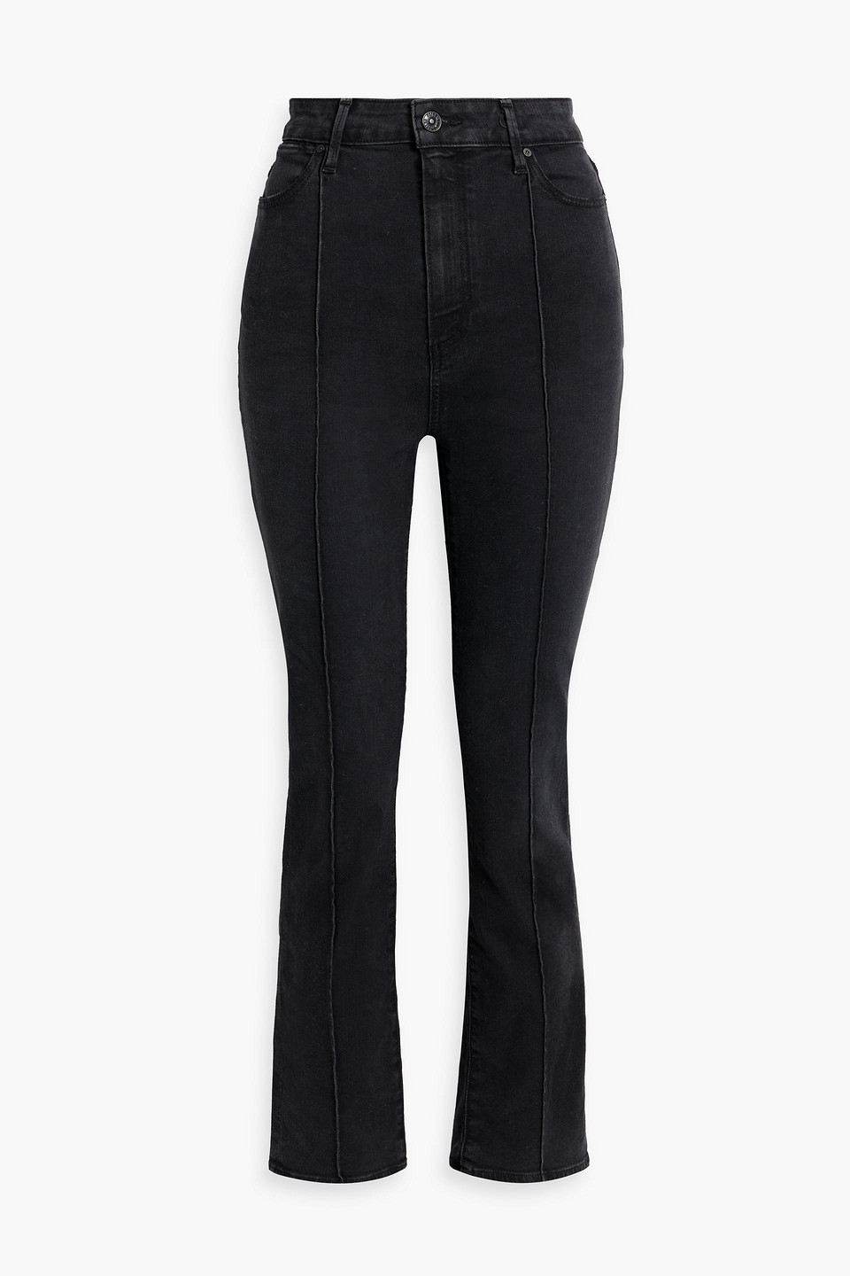 Paige Cindy Distressed High-rise Slim-leg Jeans In Black
