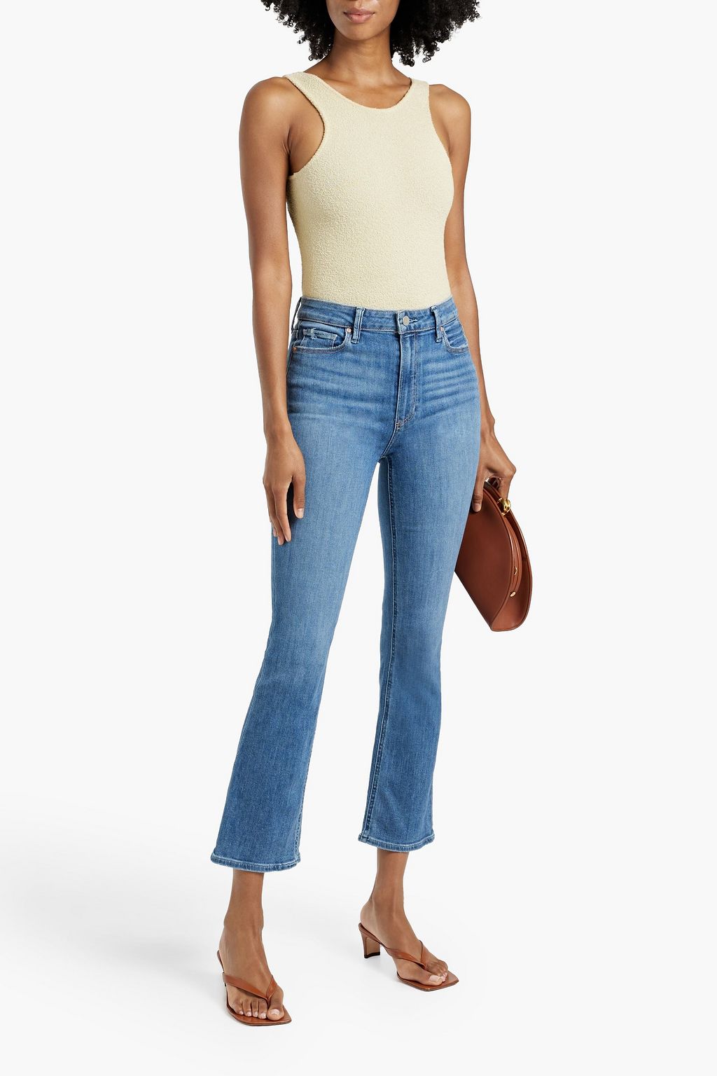 PAIGE Claudine distressed high-rise kick-flare jeans