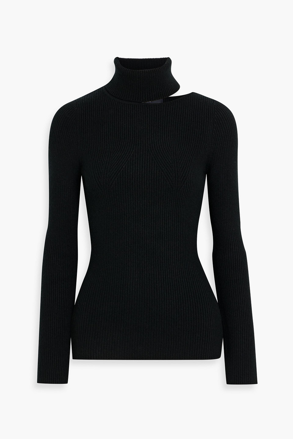 Arch4 Opal Cutout Ribbed Cashmere Turtleneck Jumper In Black