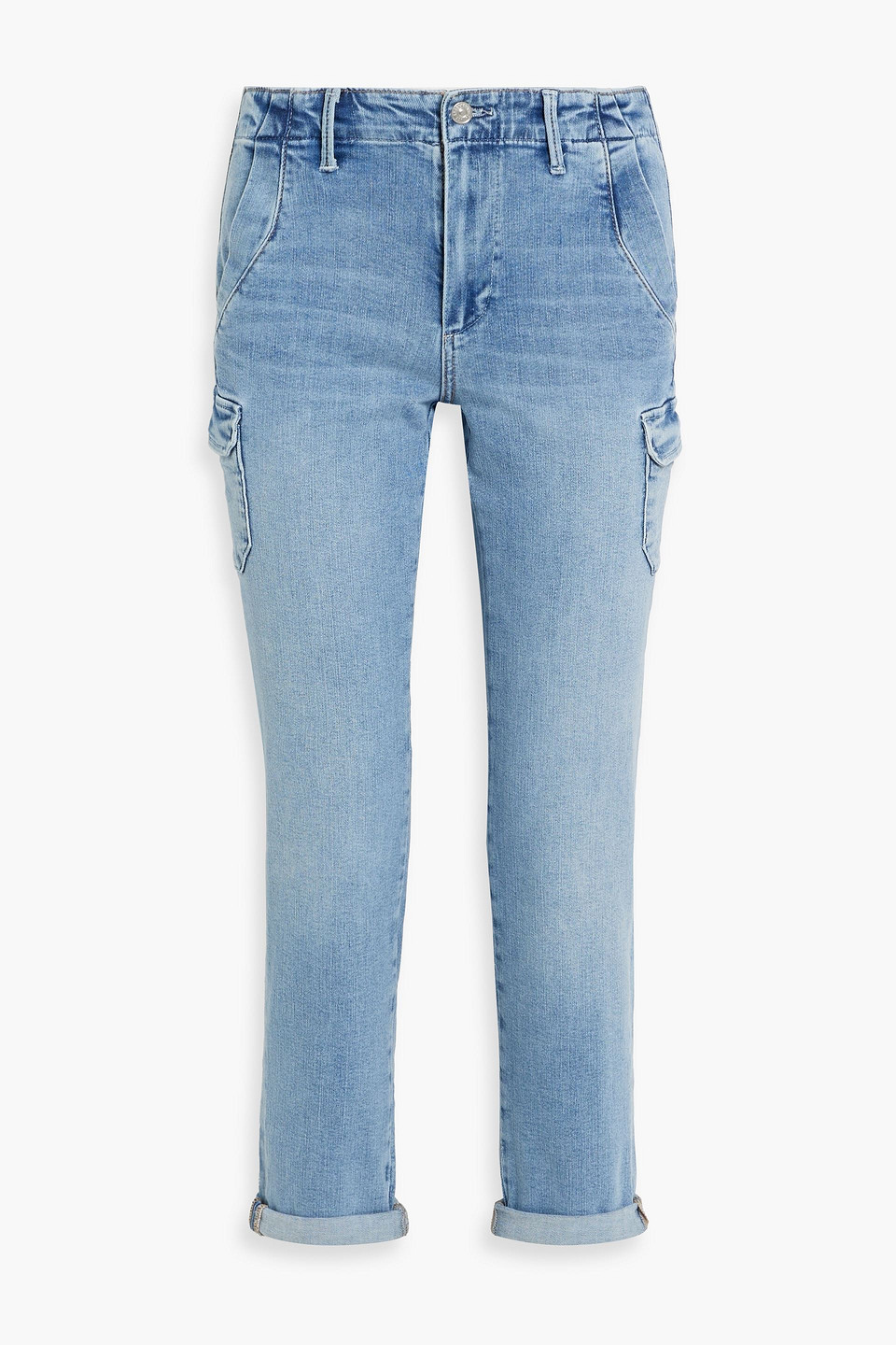 Paige Drew Cropped Mid-rise Slim-leg Jeans In Light Denim