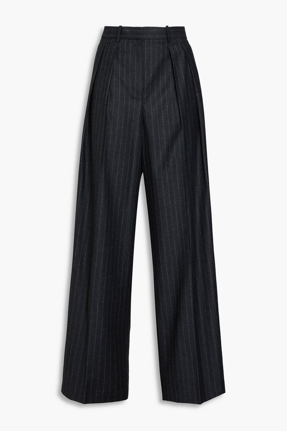 Shop Theory Pinstriped Wool-flannel Wide-leg Pants In Charcoal