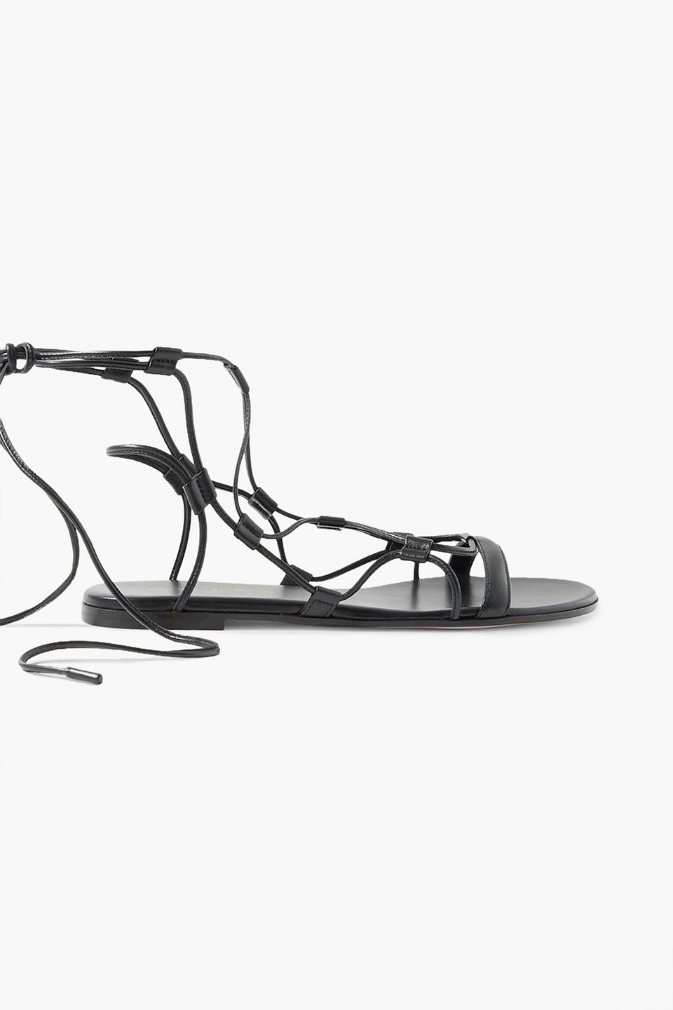 Gianvito Rossi Giza Lace-up Leather Sandals In Black