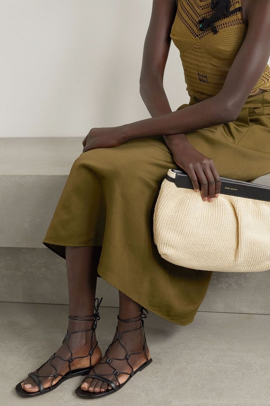 GIANVITO ROSSI 기자 05 가죽 레이스업 샌들