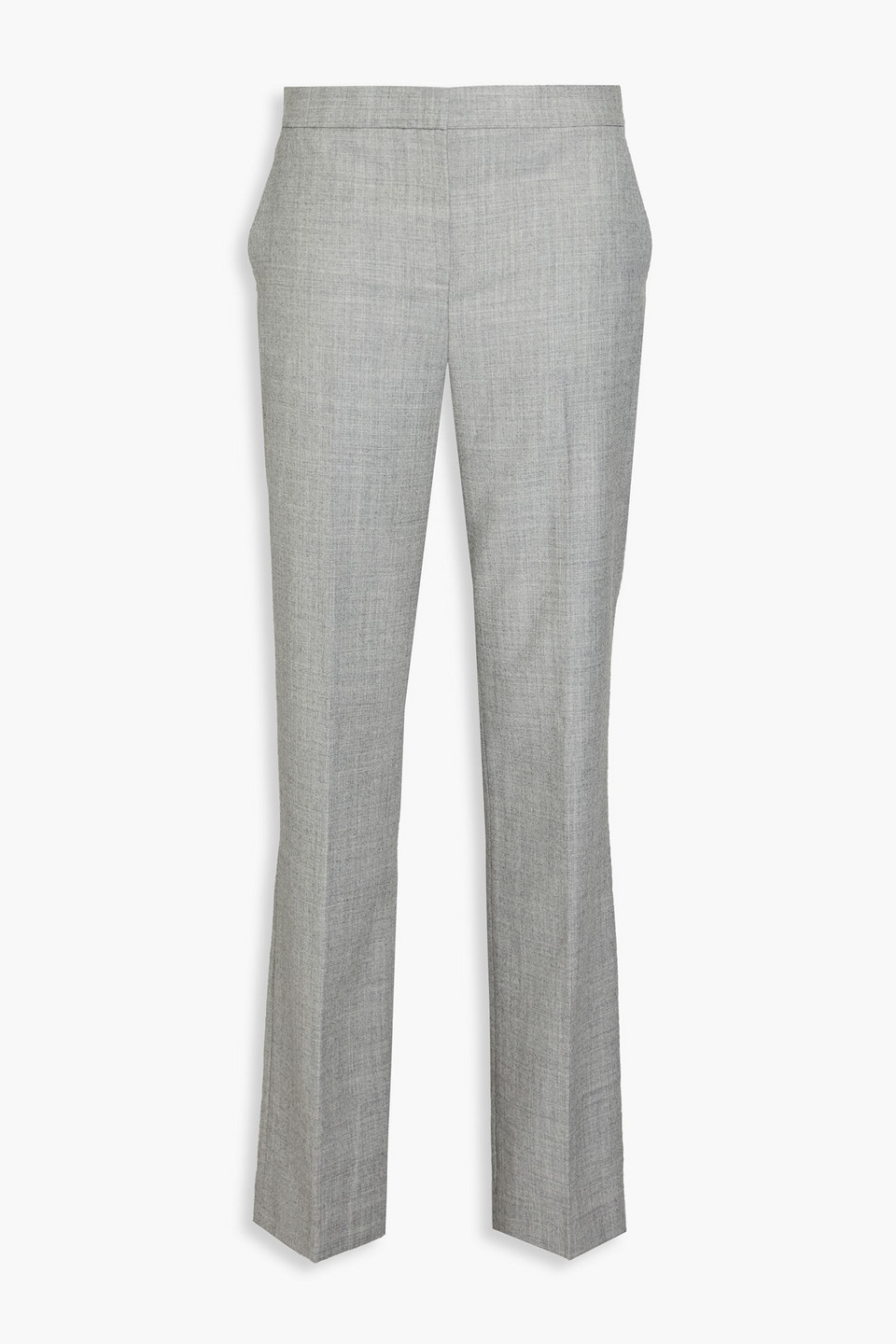 Mélange wool-flannel straight-leg pants